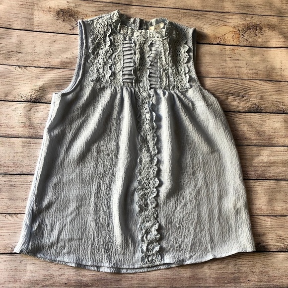 Mine Tops - NWT Mine High Neck Light Blue Sleeveless Top